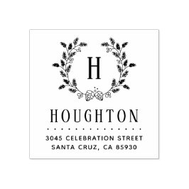 Sello De Caucho Dirección de devolución de monograma de vástago de