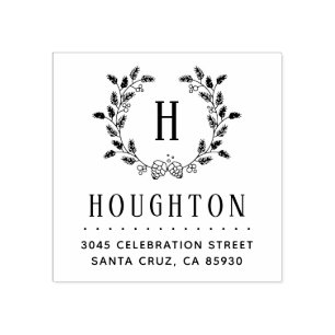 Sello De Caucho Dirección de devolución de monograma de vástago de