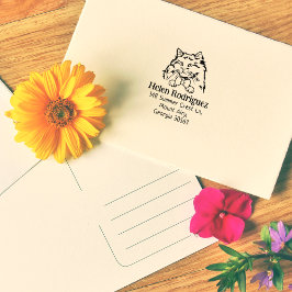 Sello De Caucho Dirección de devolución de muñeca rag Cat