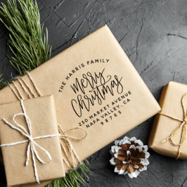 Sello De Caucho Dirección de devolución de Navidades de nombre de