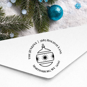 Sello De Caucho Dirección de devolución de Navidades de ornamentos