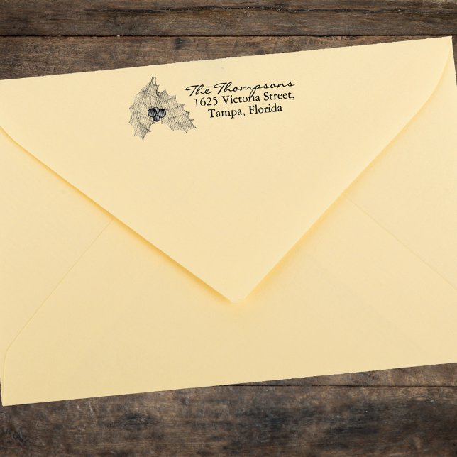 Sello De Caucho Dirección de devolución de navidades Greenery Holl (Christmas greenery return address stamp.)