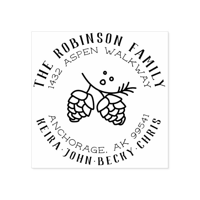 Sello De Caucho Dirección de devolución de nombre de familia de co (Impresión)