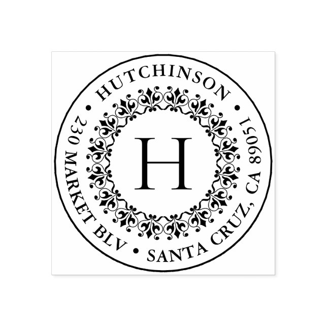 Sello De Caucho Dirección de devolución de nombre de familia de re (Impresión)