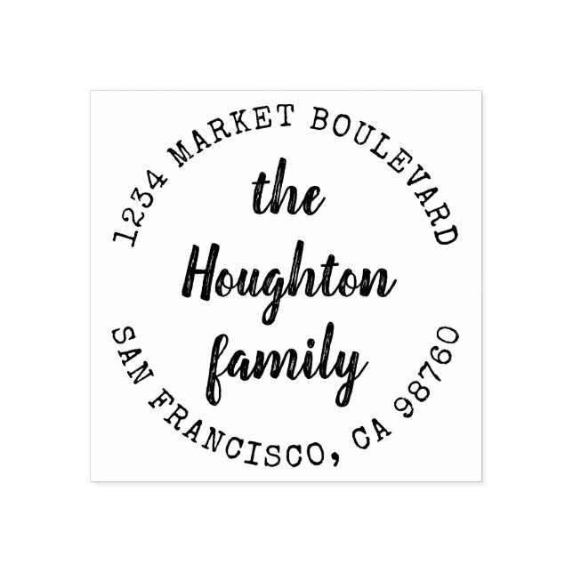 Sello De Caucho Dirección de devolución de nombre de familia de sc (Impresión)