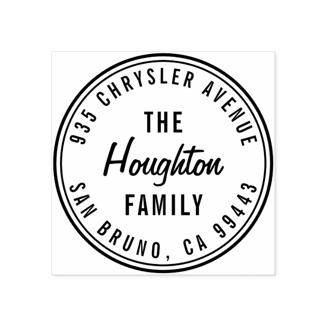 Sello De Caucho Dirección de devolución de nombre de familia de sc (Impresión)