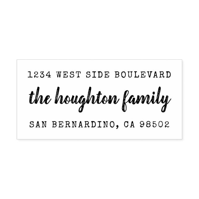 Sello De Caucho Dirección de devolución de nombre de familia escri (Impresión)