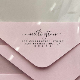 Sello De Caucho Dirección de devolución de nombre de familia escri