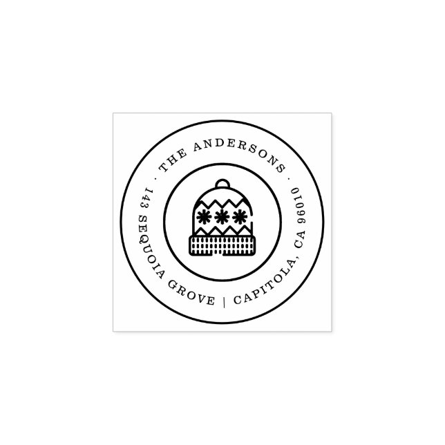 Sello De Caucho Dirección de devolución de nombre de familia Gorra (Impresión)