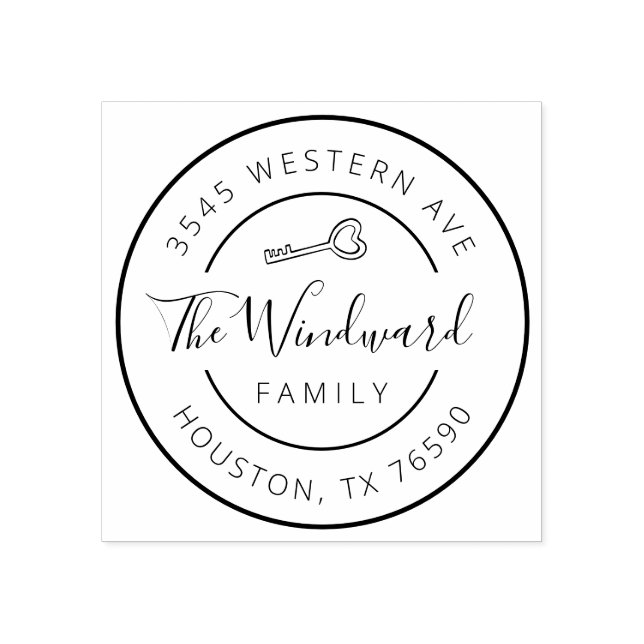 Sello De Caucho Dirección de devolución de nombre de familia, prim (Impresión)