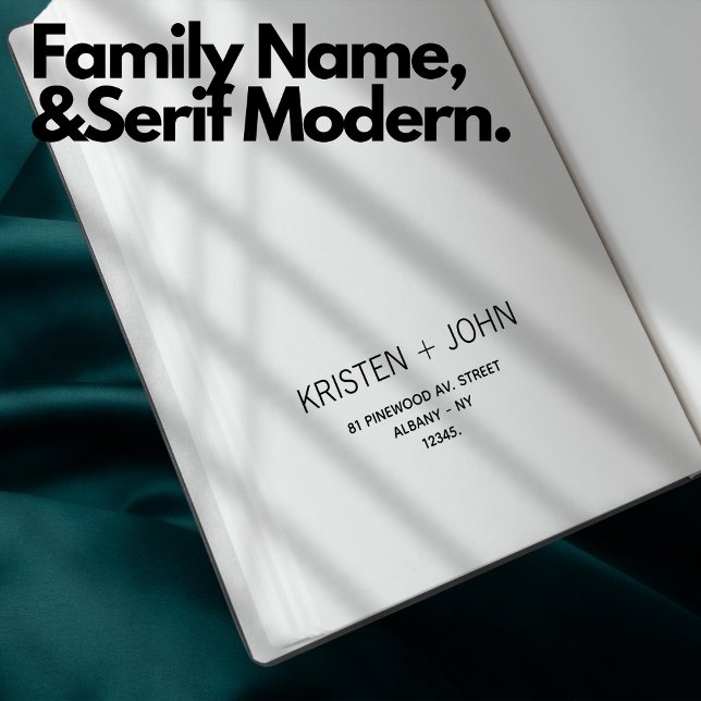 Sello De Caucho Dirección de devolución de nombre de familia Sans  (Family Name Return Address Sans Serif Modern Rubber Stamp)
