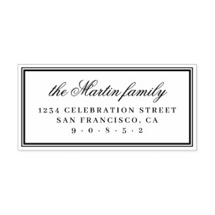 Sello De Caucho Dirección de devolución de nombre de familia sim