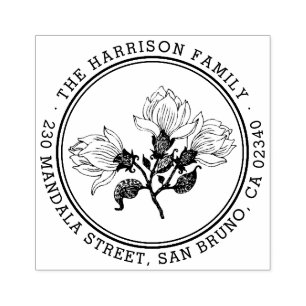 Sello De Caucho Dirección de devolución de nombre de flor pintado 