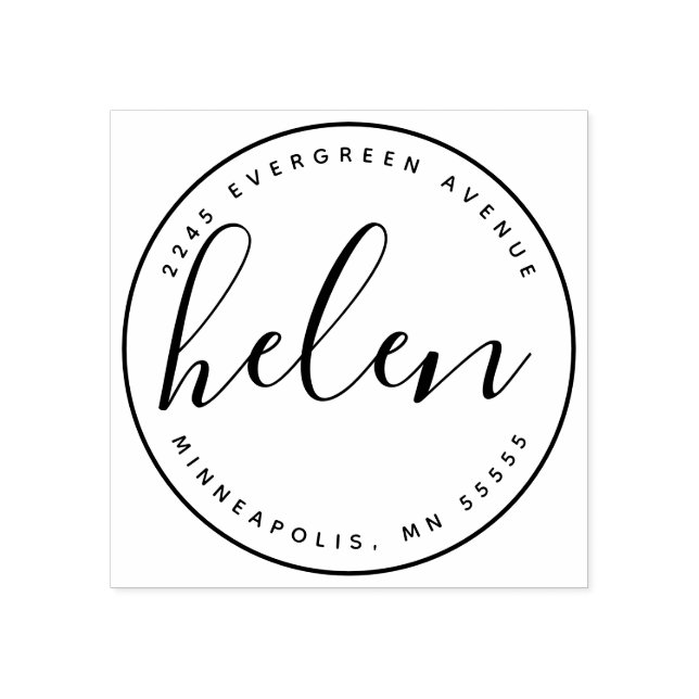 Sello De Caucho Dirección de devolución de nombre manuscrito moder (Impresión)