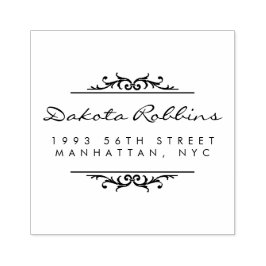 Sello De Caucho Dirección de devolución de ornamentos y caligrafía