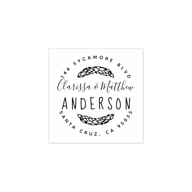 Sello De Caucho Dirección de devolución de pareja casada con mano  (Impresión)