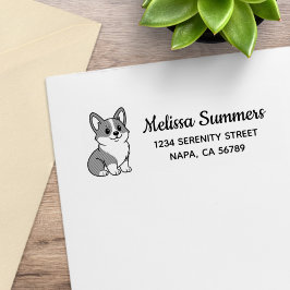 Sello De Caucho Dirección de devolución de perro Corgi lindo