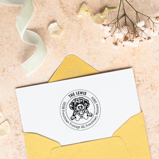 Sello De Caucho Dirección de devolución de perro de agua portugues (Subido por el creador)