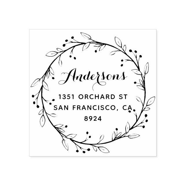 Sello De Caucho Dirección de devolución de Personalizado de Wreath (Impresión)