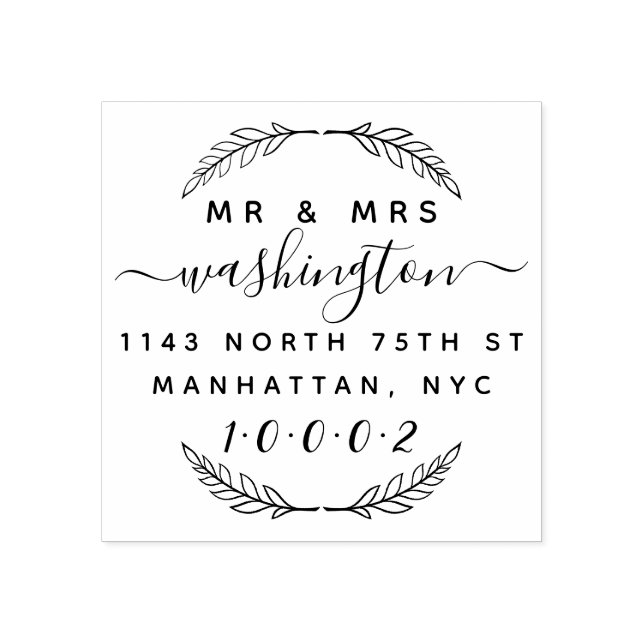 Sello De Caucho Dirección de devolución de personalizado Wreath &  (Impresión)