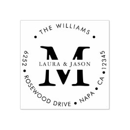 Sello De Caucho Dirección de devolución de redondeo con nombre de 