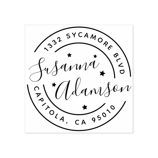 Sello De Caucho Dirección de devolución de redondeo de nombre comp (Impresión)