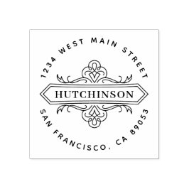 Sello De Caucho Dirección de devolución de redondeo de nombre de f