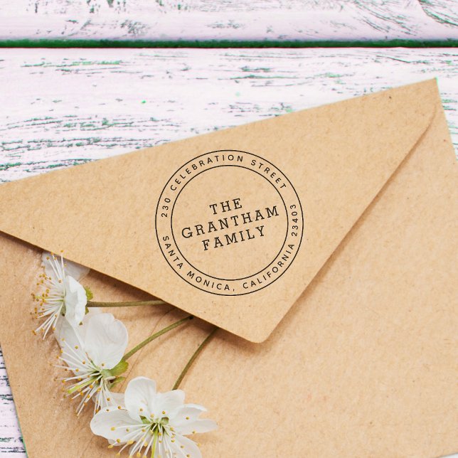 Sello De Caucho Dirección de devolución de redondeo de nombre de f (Stamp Mock-up)