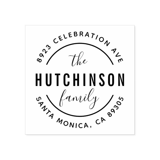 Sello De Caucho Dirección de devolución de redondeo de nombre de f (Impresión)