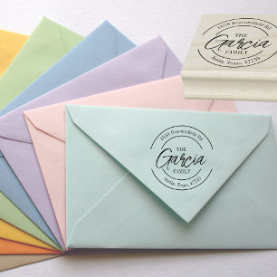 Sello De Caucho Dirección de devolución de redondeo de nombre fami