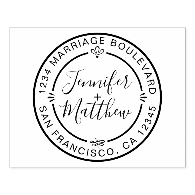 Sello De Caucho Dirección de devolución de redondeo de nombres de  (Impresión)