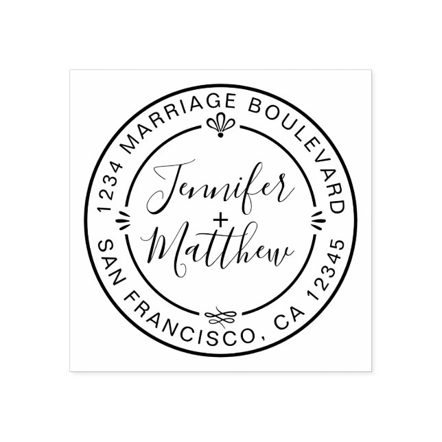 Sello De Caucho Dirección de devolución de redondeo de nombres de  (Impresión)