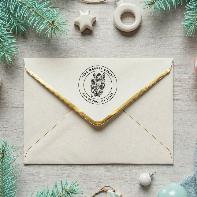 Sello De Caucho Dirección de devolución de renos con patrones flor (Subido por el creador)