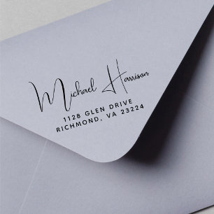 Sello De Caucho Dirección de devolución de script de firma moderna