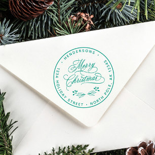 Sello De Caucho Dirección de devolución de script de navidad román