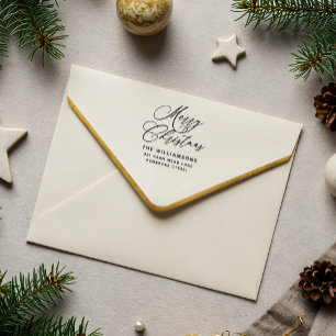 Sello De Caucho Dirección de devolución de script de navidad román