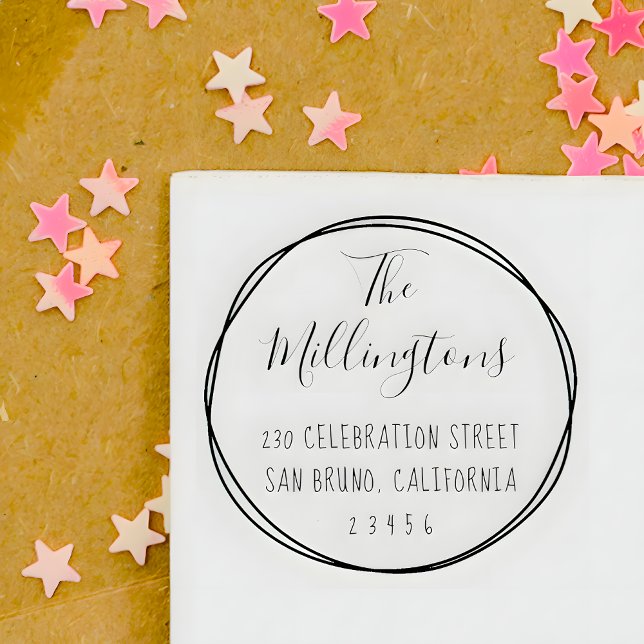 Sello De Caucho Dirección de devolución de script de nombre de fam (Subido por el creador)