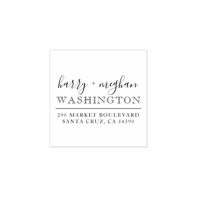 Sello De Caucho Dirección de devolución de script de nombres de bo (Impresión)