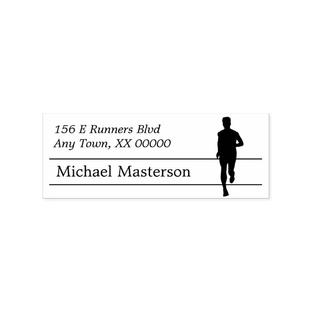 Sello De Caucho Dirección de devolución de Silhouette Male Runner (Impresión)