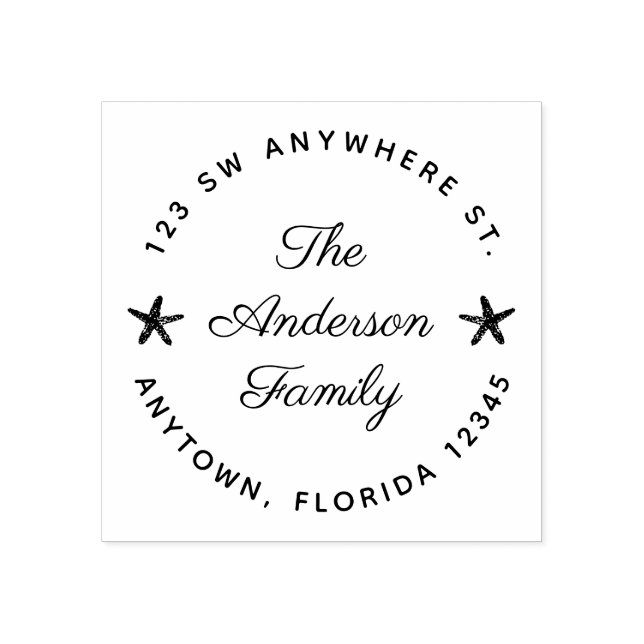 Sello De Caucho Dirección de devolución de Starfish personalizada (Impresión)