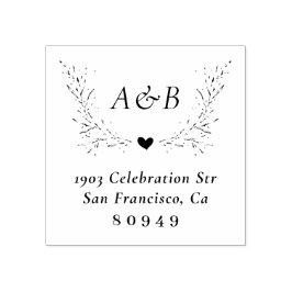 Sello De Caucho Dirección de devolución del Boda botánico dibujado