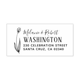 Sello De Caucho Dirección de devolución del Boda floral dibujado a