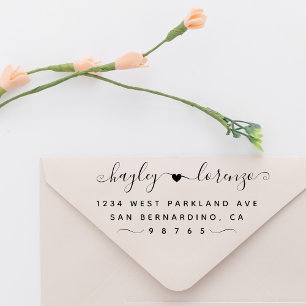 Sello De Caucho Dirección de devolución del Boda manuscrito simple