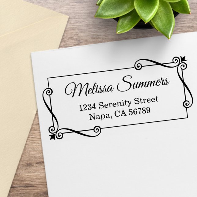 Sello De Caucho Dirección de devolución del marco de Swirls de esq (Subido por el creador)