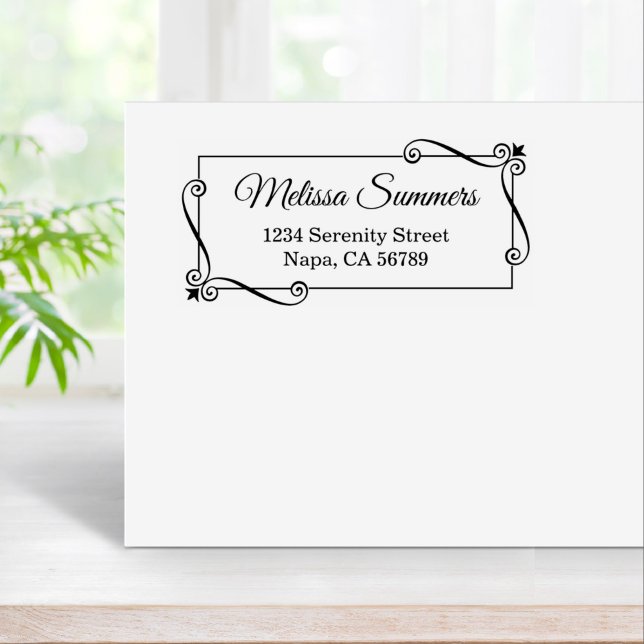 Sello De Caucho Dirección de devolución del marco de Swirls de esq (Subido por el creador)