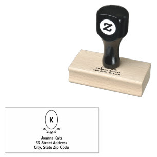 Sello De Caucho Dirección de devolución del monograma del Rosa