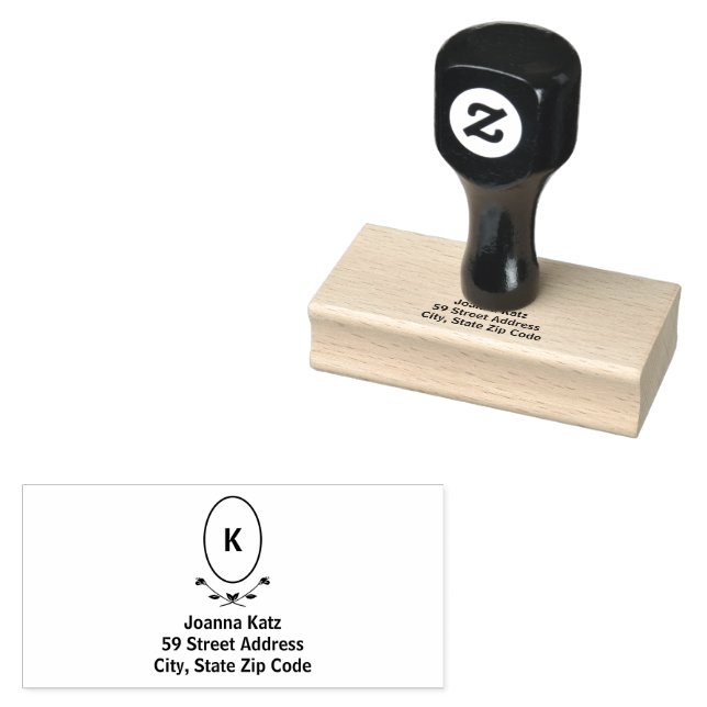 Sello De Caucho Dirección de devolución del monograma del Rosa (Sellado)