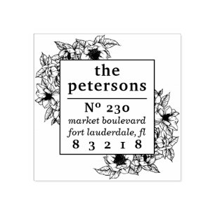 Sello De Caucho Dirección de devolución del nombre de familia de b