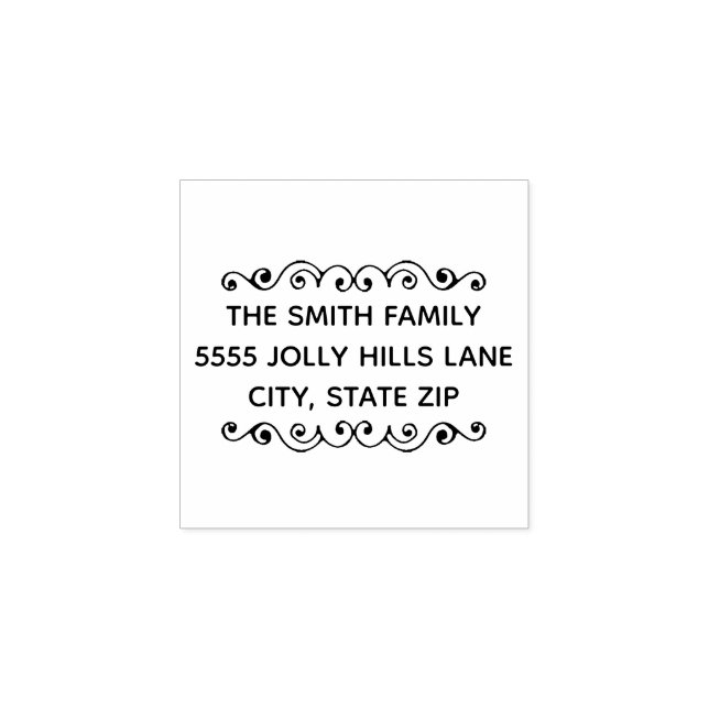 Sello De Caucho Dirección de devolución del nombre de familia dibu (Impresión)