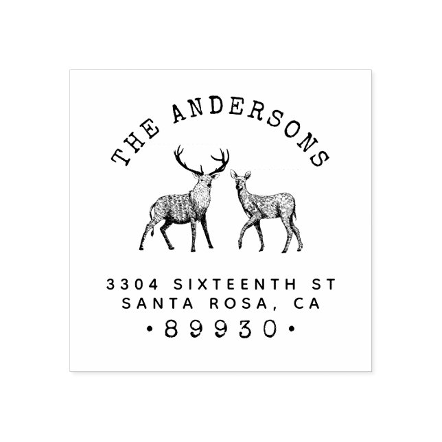 Sello De Caucho Dirección de devolución del nombre de familia Rust (Impresión)